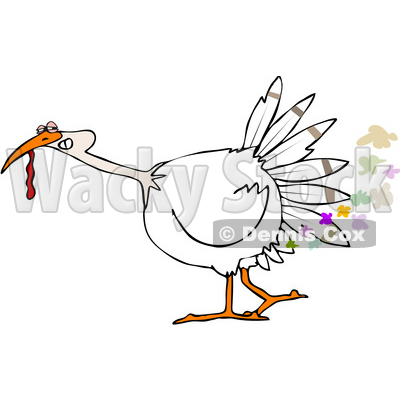 Clipart of a Cartoon White Thanksgiving Turkey Bird Farting - Royalty Free Vector Illustration © djart #1361515