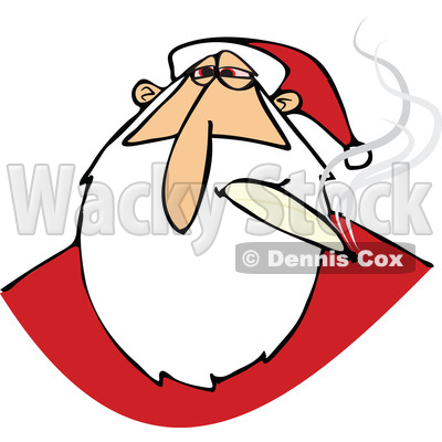 Clipart of a Stoned Christmas Santa Claus Smoking a Joint - Royalty Free Vector Illustration © djart #1363736