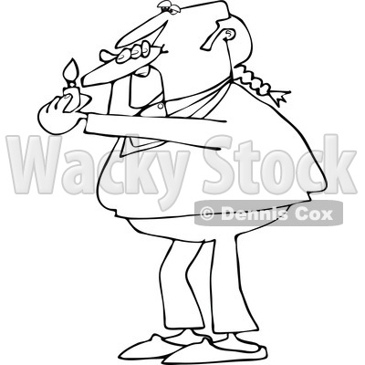 Clipart of a Cartoon Black and White Chubby Male Hippie Man Smoking a Joint - Royalty Free Vector Illustration © djart #1363742
