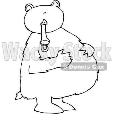 Cartoon Clipart of a Black and White Bear Standing Upright and Resting His Paws on His Full Belly - Royalty Free Vector Illustration © djart #1375292