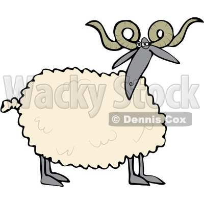 Cartoon Clipart of a Curly Horned Sheep with a Black Face and Legs - Royalty Free Vector Illustration © djart #1375299