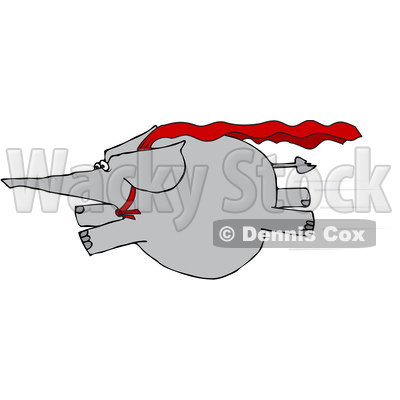 Clipart of a Cartoon Elephant Super Hero Flying - Royalty Free Vector Illustration © djart #1376339