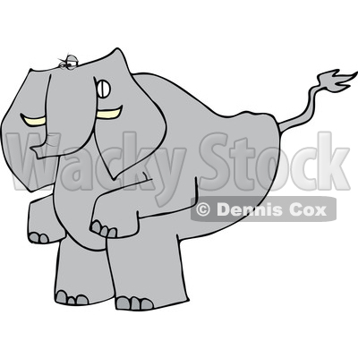 Clipart of a Cartoon Elephant Squatting to Poop - Royalty Free Vector Illustration © djart #1388994