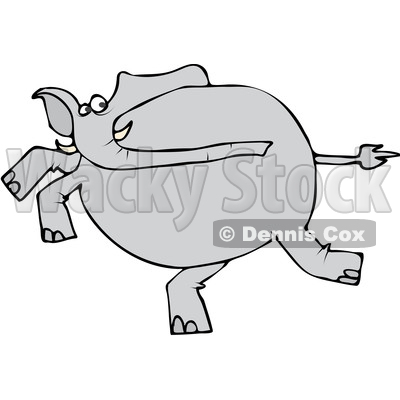 Clipart of a Cartoon Gray Elephant Running - Royalty Free Vector Illustration © djart #1389403
