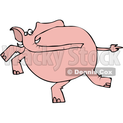 Clipart of a Cartoon Pink Elephant Running - Royalty Free Vector Illustration © djart #1389405