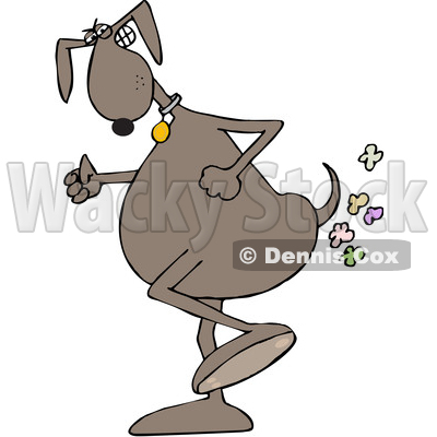 Toon Clipart of a Brown Dog Walking Upright and Farting - Royalty Free Vector Illustration © djart #1392133