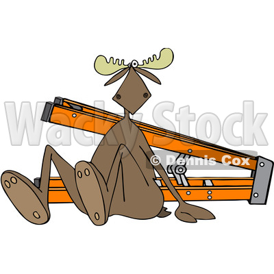 Clipart of a Cartoon Moose After Falling off of a Ladder - Royalty Free Vector Illustration © djart #1403583