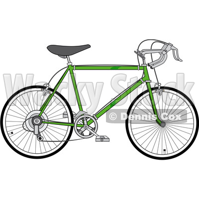 Clipart of a Green 10 Speed Bicycle - Royalty Free Vector Illustration © djart #1409932