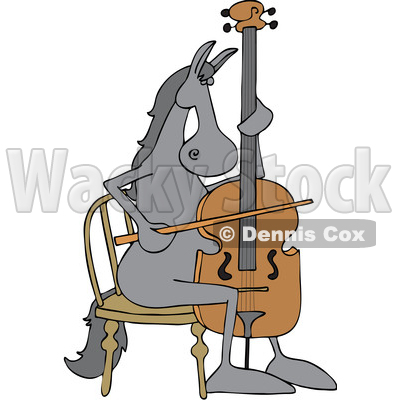 Clipart of a Cartoon Horse Musician Playing a Cello - Royalty Free Vector Illustration © djart #1432818
