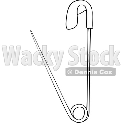 Clipart of a Cartoon Black and White Lineart Safety Pin - Royalty Free Vector Illustration © djart #1432904