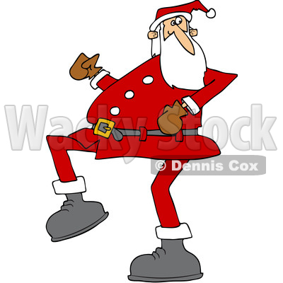 Clipart of a Cartoon Christmas Santa Claus Strutting - Royalty Free Vector Illustration © djart #1434254