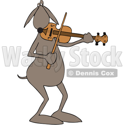 Clipart of a Cartoon Dog Musician Playing a Violin - Royalty Free Vector Illustration © djart #1448477