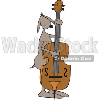 Clipart of a Cartoon Dog Musician Playing a Double Bass - Royalty Free Vector Illustration © djart #1448479