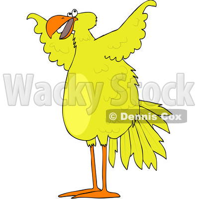 Clipart of a Cartoon Big Yellow Bird Spreading Its Wings - Royalty Free Vector Illustration © djart #1454016