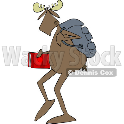 Clipart of a School Moose Walking Upright - Royalty Free Vector Illustration © djart #1468181