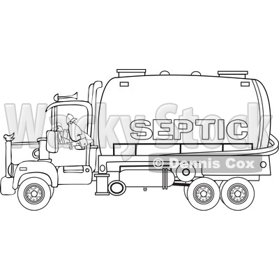 Clipart of a Black and White Worker Backing up a Septic Pumper Truck - Royalty Free Vector Illustration © djart #1476506