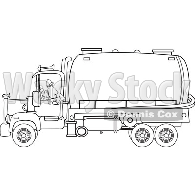 Clipart of a Black and White Man Backing up a Septic Pumper Truck - Royalty Free Vector Illustration © djart #1476507