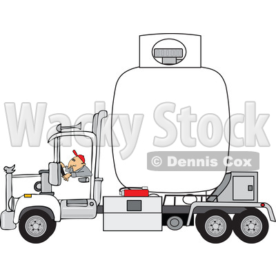 Clipart of a Trucker Hauling a Propane Tanker - Royalty Free Vector Illustration © djart #1479766