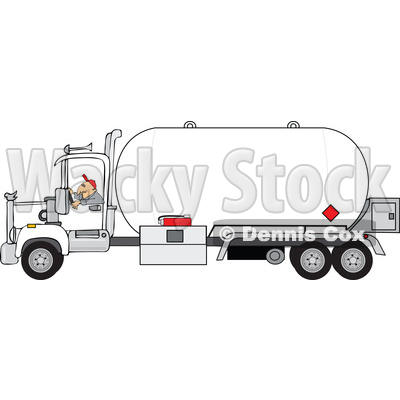 Clipart of a Trucker Driving a Propane Tanker - Royalty Free Vector Illustration © djart #1479767
