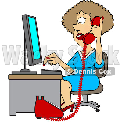 Clipart of a Cartoon White Female Secretary Taking a Phone Call - Royalty Free Vector Illustration © djart #1514032