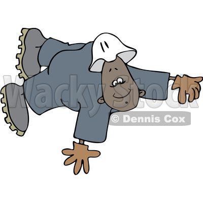 Clipart of a Cartoon Black Male Worker Floating or Flying - Royalty Free Vector Illustration © djart #1514499