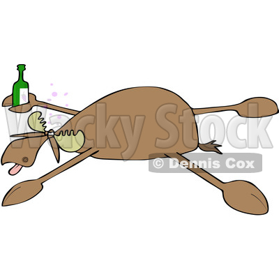 Clipart of a Cartoon Drunk Moose Spread Eagle - Royalty Free Vector Illustration © djart #1516049