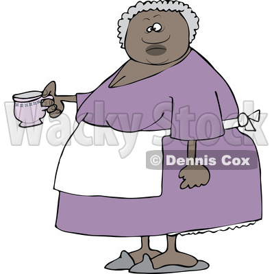Clipart of a Black Woman Holding a Cup of Tea - Royalty Free Vector Illustration © djart #1522414