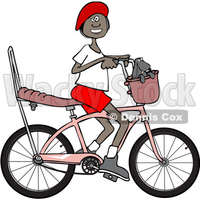 Clipart of a Happy Black Girl Riding a Stingray Bicycle - Royalty Free Vector Illustration © djart #1530662