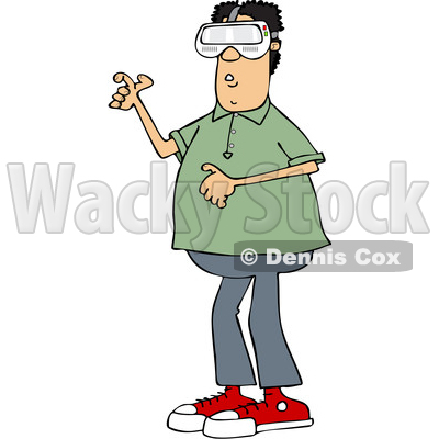 Clipart of a Cartoon Man Wearing Virtual Reality Goggles - Royalty Free Vector Illustration © djart #1530801