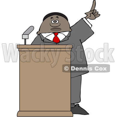 Clipart of a Black Male Politician Holding up a Finger at a Podium - Royalty Free Vector Illustration © djart #1533007