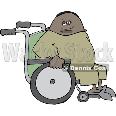 Clipart of a Cartoon Black Man in a Wheelchair - Royalty Free Vector Illustration © djart #1534858