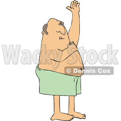Clipart of a White Man Applying Deodorant After a Shower - Royalty Free Vector Illustration © djart #1544730