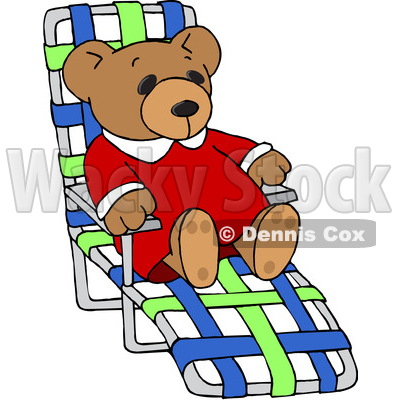 Clipart of a Teddy Bear Relaxing on a Beach Chair - Royalty Free Vector Illustration © djart #1545151