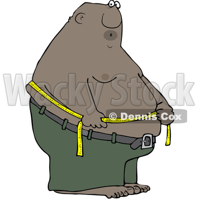 Clipart of a Cartoon Black Man Measuring His Belly Fat - Royalty Free Vector Illustration © djart #1559971