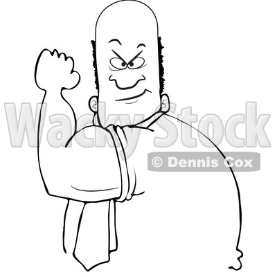 Clipart of a Lineart Strong Black Man Flexing His Big Arm Muscles and Flashing a Tough Face - Royalty Free Vector Illustration © djart #1562979