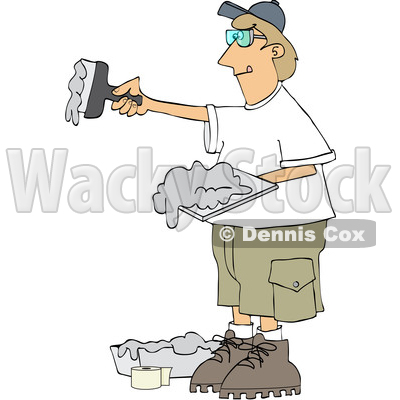 Clipart of a Drywall Installer Working - Royalty Free Vector Illustration © djart #1567806