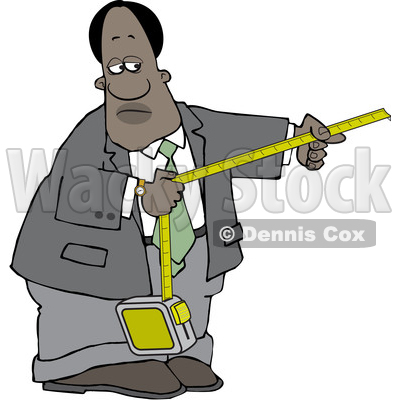 Clipart of a Black Business Man Taking a Measurement - Royalty Free Vector Illustration © djart #1567811