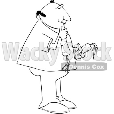 Clipart of a Cartoon Lineart Man Eating Carrots - Royalty Free Vector Illustration © djart #1568632