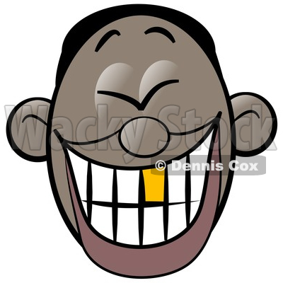 Clipart of a Cartoon Laughing Man's Face with a Good Tooth - Royalty Free Illustration © djart #1568635