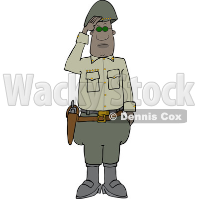 Clipart of a Black Male Military 5 Star General Saluting - Royalty Free Vector Illustration © djart #1570838