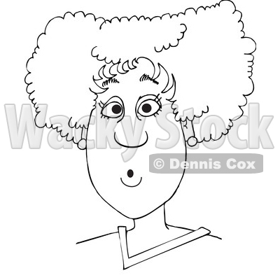 Clipart of a Cartoon Lineart Surprised Black Woman - Royalty Free Vector Illustration © djart #1595483