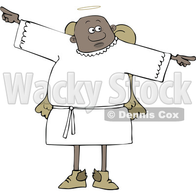 Clipart of a Cartoon Black Male Angel Holding His Arms out at His Sides - Royalty Free Vector Illustration © djart #1600048