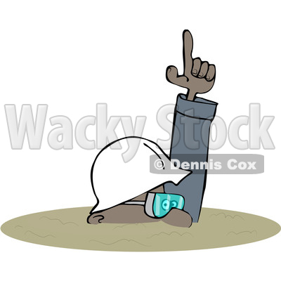 Clipart of a Cartoon Black Man Buried in a Trench, Safety - Royalty Free Vector Illustration © djart #1603884