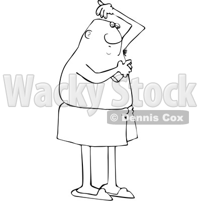 Clipart of a Cartoon Lineart Black Man Applying Deodorant Spray - Royalty Free Vector Illustration © djart #1606301