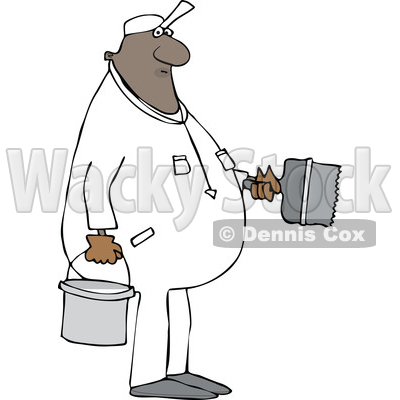 Clipart of a Cartoon Black Male Painter - Royalty Free Vector Illustration © djart #1607403