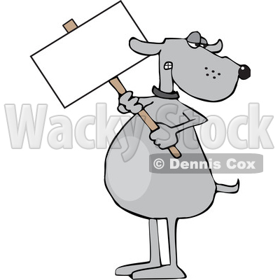 Clipart of a Cartoon Dog Holding a Blank Sign - Royalty Free Vector Illustration © djart #1616551