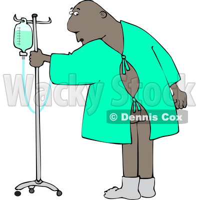 Clipart of a Cartoon Black Man Wearing a Hospital Gown and Realizing His Butt Is Showing - Royalty Free Vector Illustration © djart #1617088