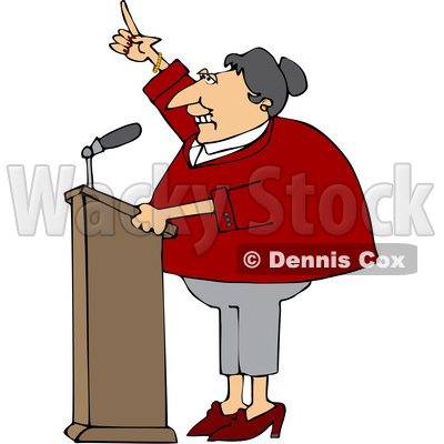 Cartoon White Female Politician at a Podium © djart #1617706