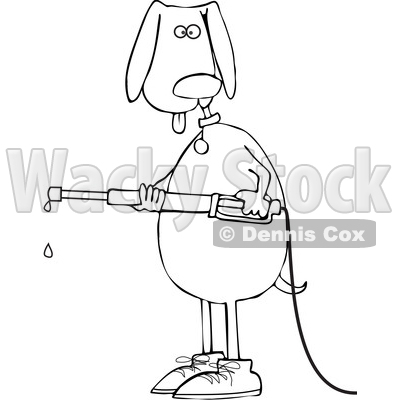 Cartoon Outline Dog Pressure Washing © djart #1618544