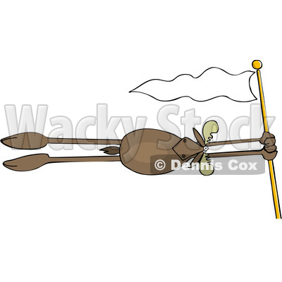 Cartoon Moose Holding on to a Flag Pole and Flying in the Wind © djart #1622767